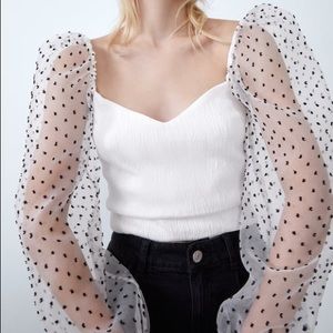 Zara dotted mesh polka dot top